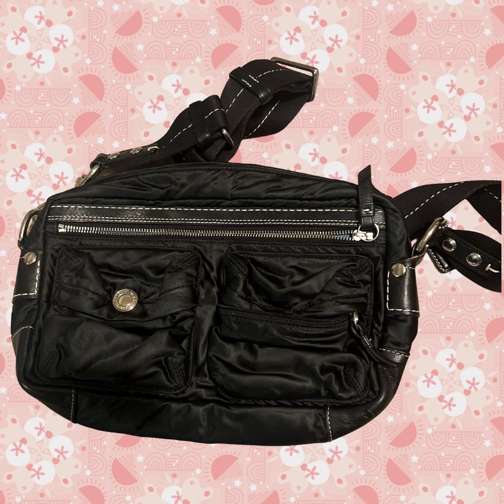 coach black nylon cargo shoulder bag